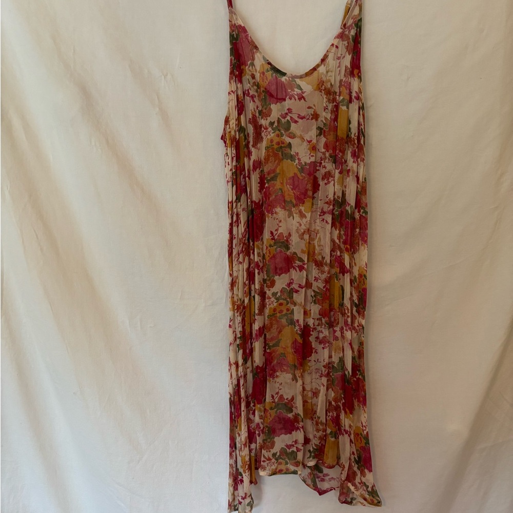 Sundance Cream Red Maxi Dress Sleeveless Scoop Neck